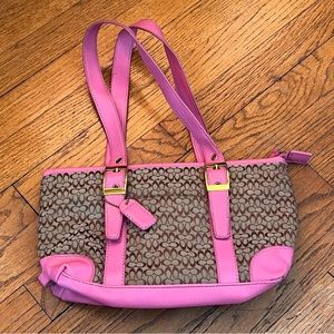 Pink and brown coach bag